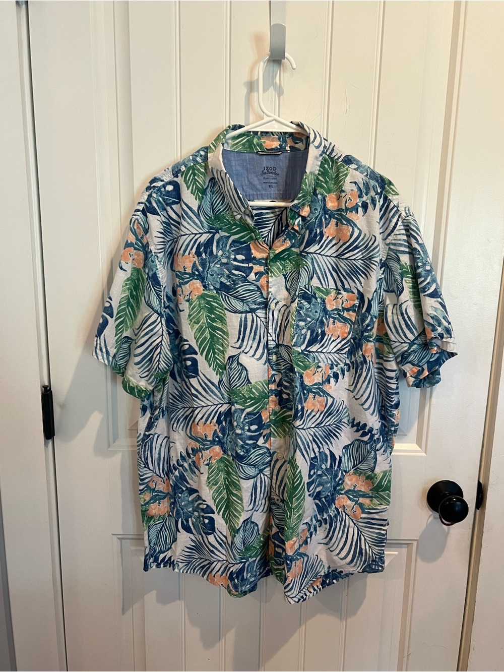 IZOD Saltwater Tropical Leaf Print Button Up Shirt XXL